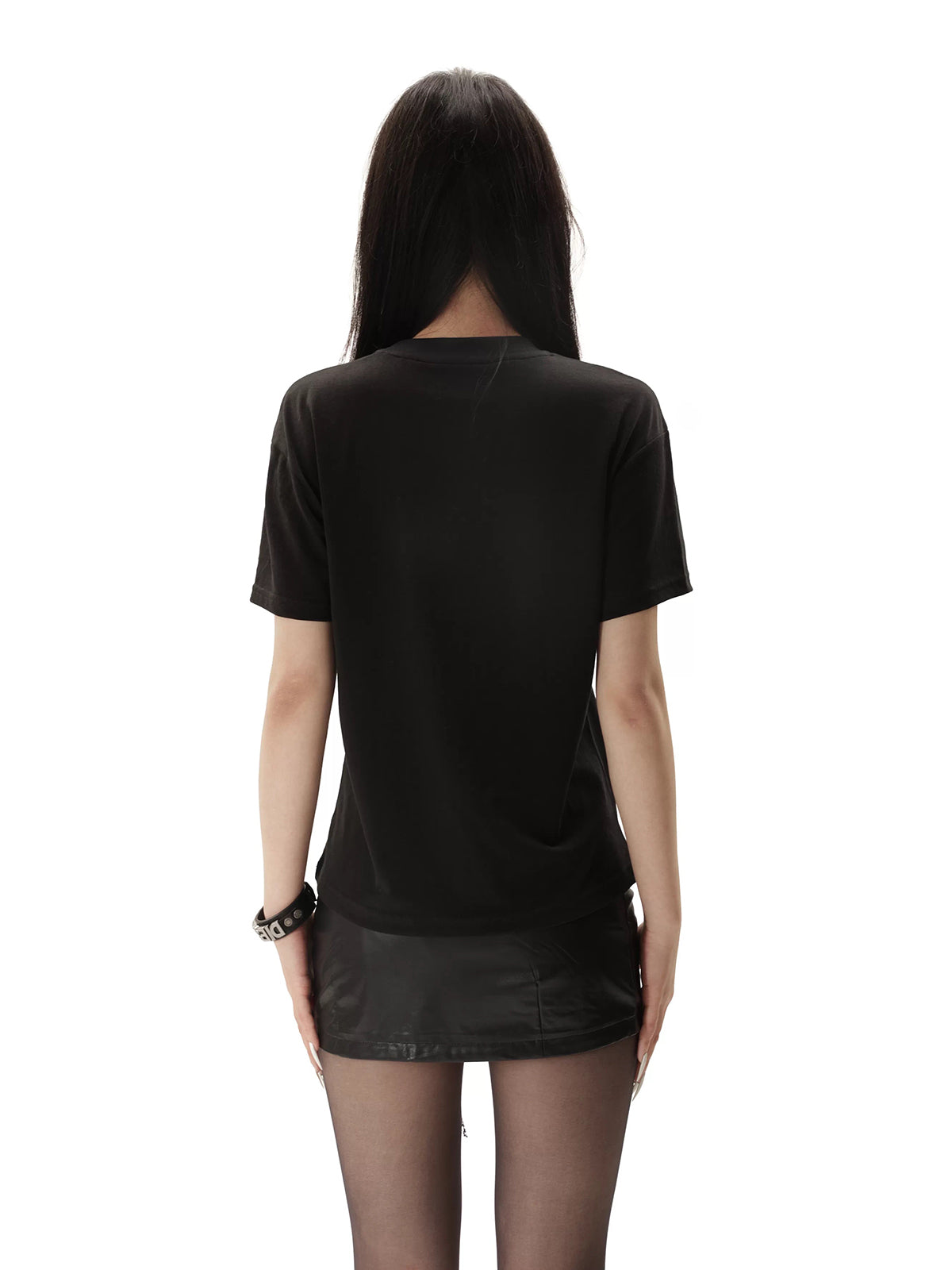 Brick Lane Skimming-fit Leopard Print Graphic Tee -Black