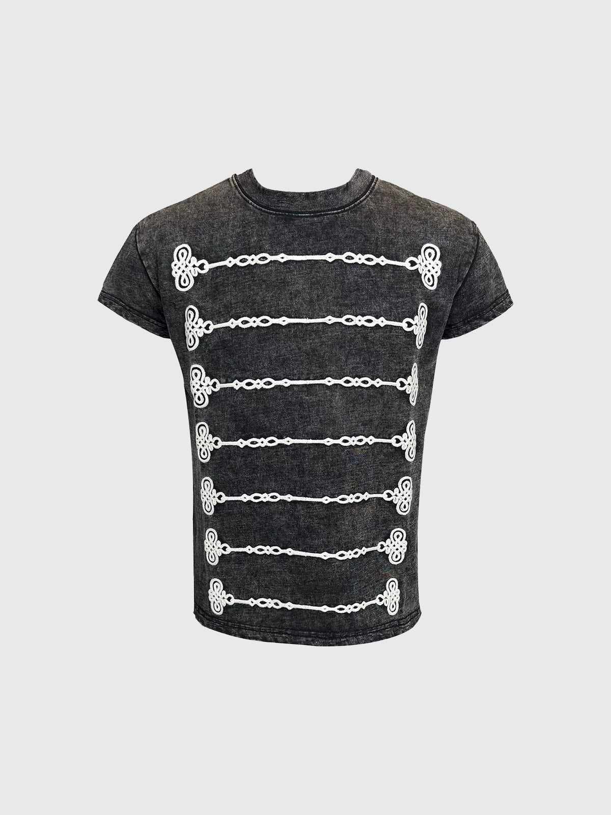 Brick Lane Skimming-fit Grunge Striped Graphic Tee -Vintage Black