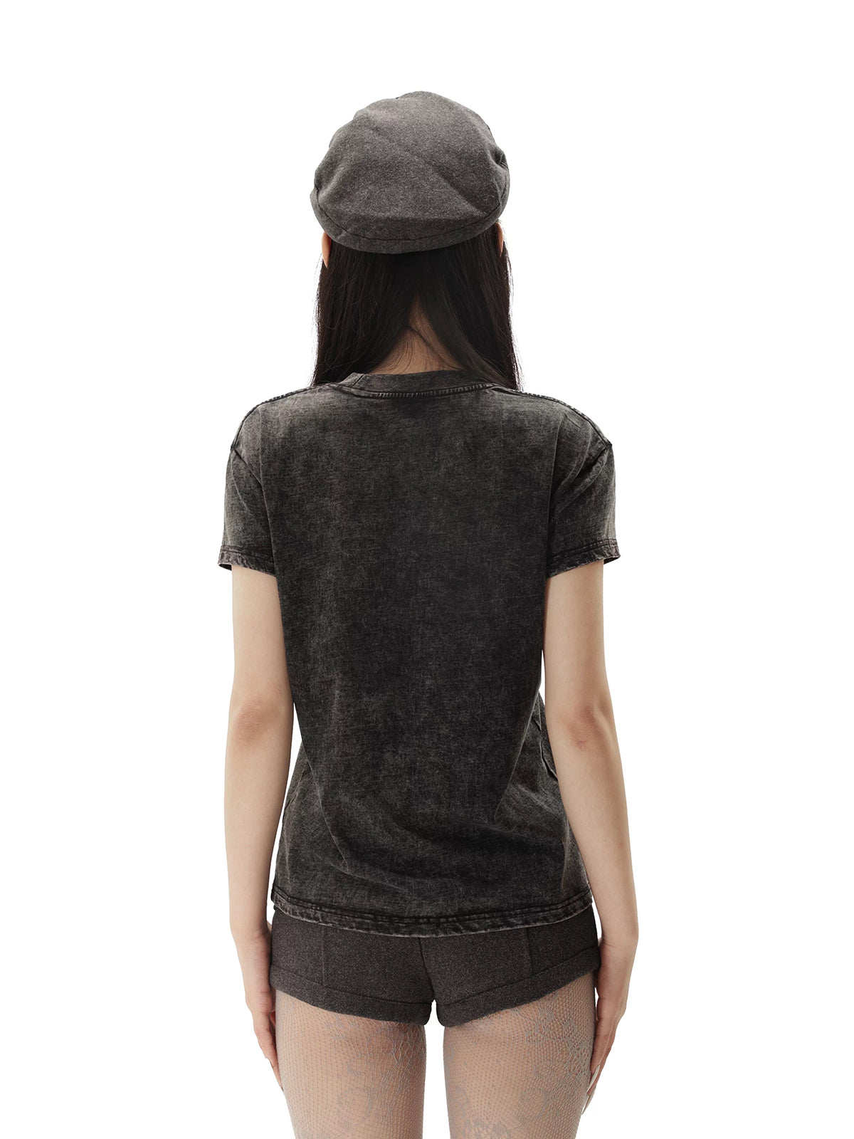 Brick Lane Skimming-fit Grunge Striped Graphic Tee -Vintage Black