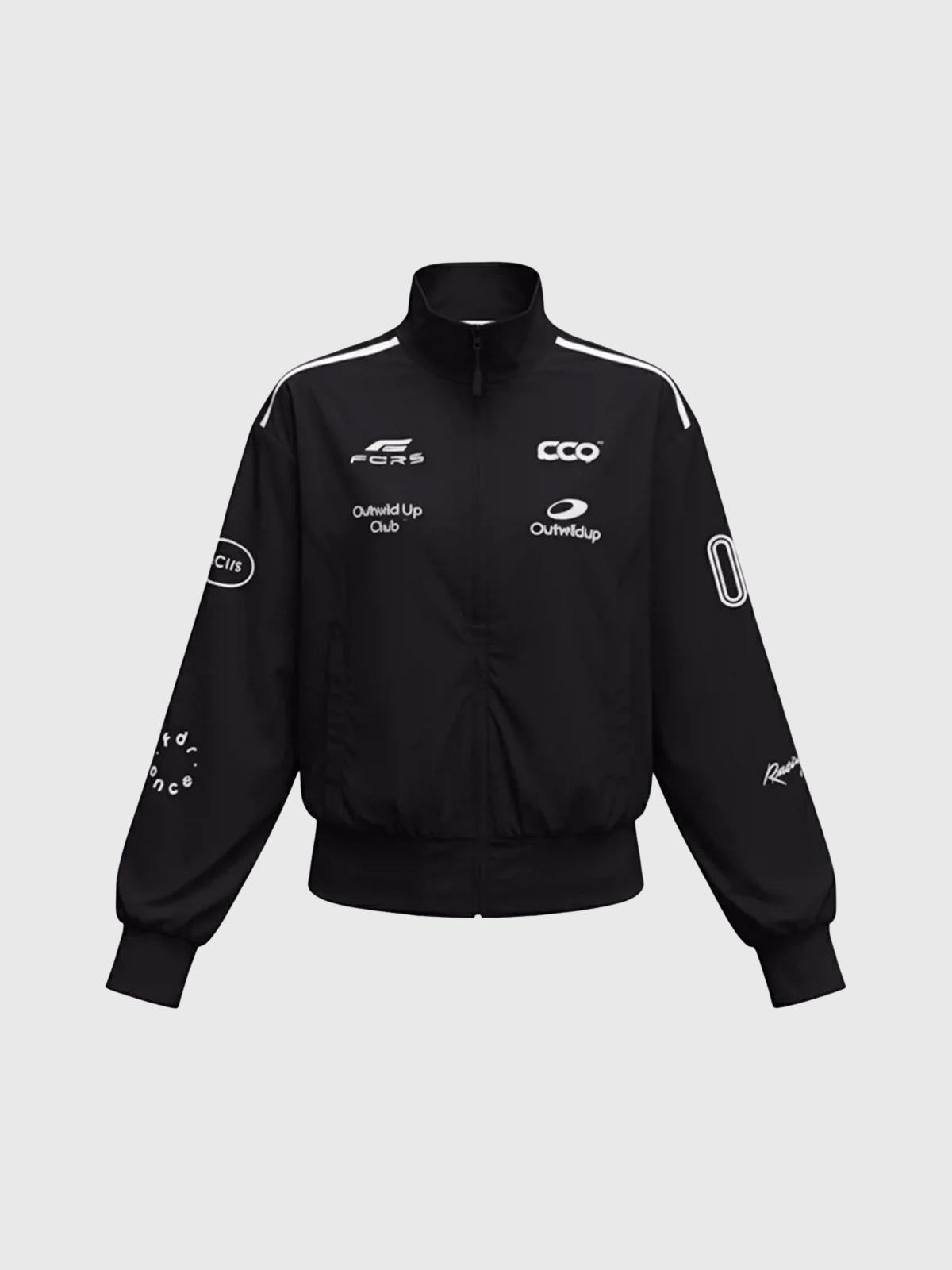 Lace Court Skimming-fit Moto Colorblock Track Jacket -- Matte Black