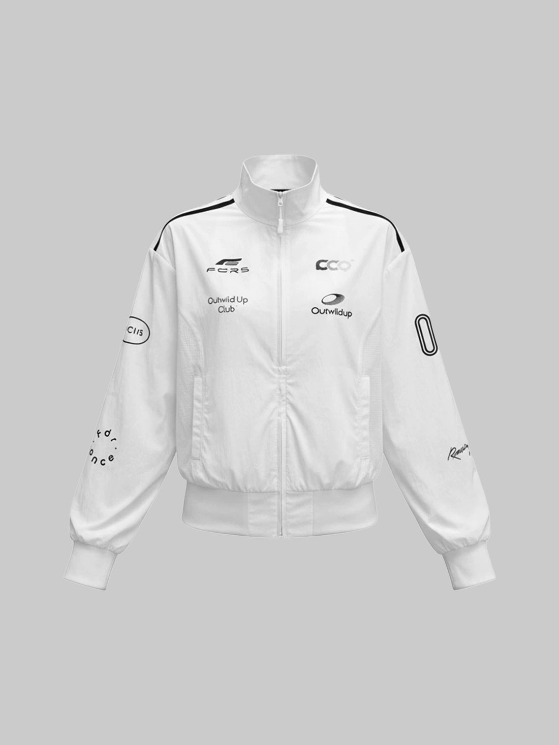 Lace Court Skimming-fit Moto Colorblock Track Jacket -Sporty White