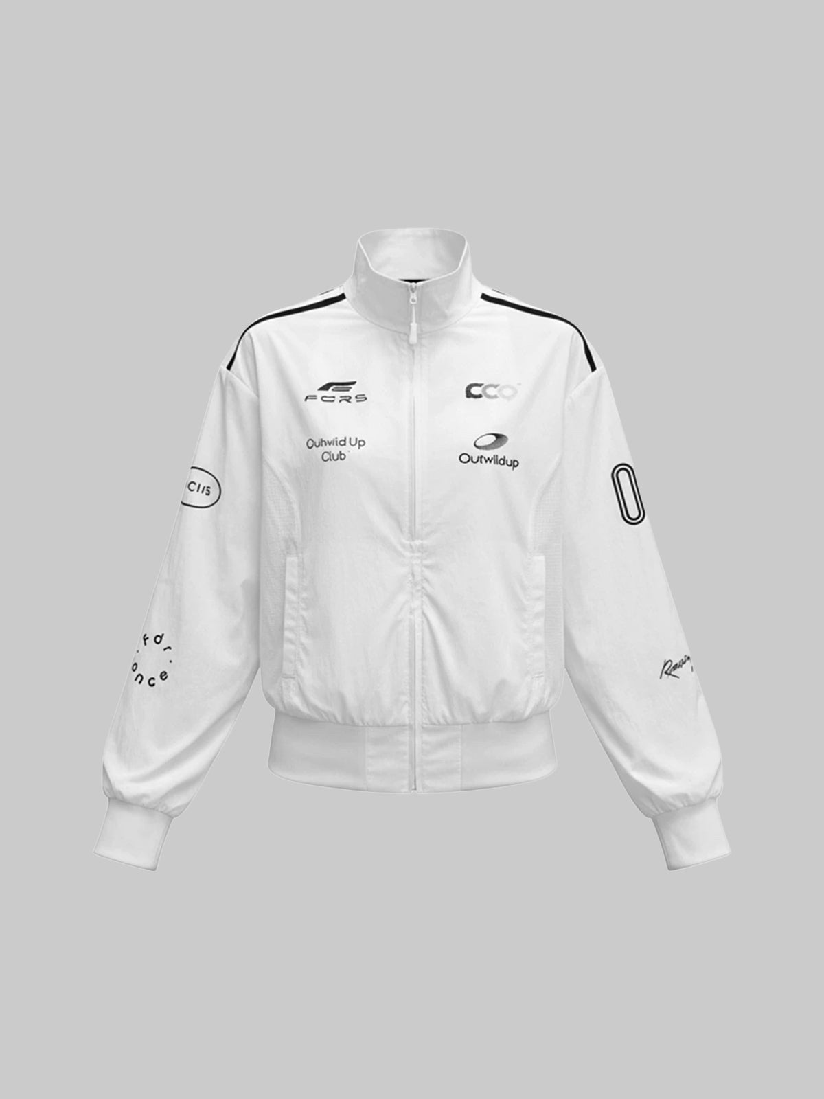 Lace Court Skimming-fit Moto Colorblock Track Jacket -Sporty White