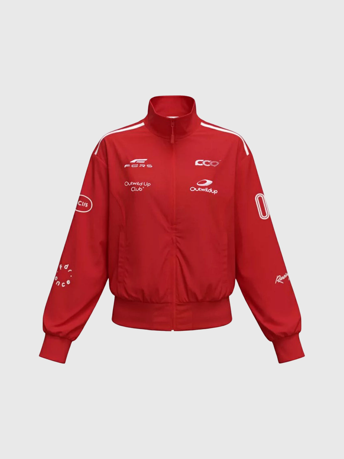 Lace Court Skimming-fit Moto Colorblock Track Jacket -- Racing Red