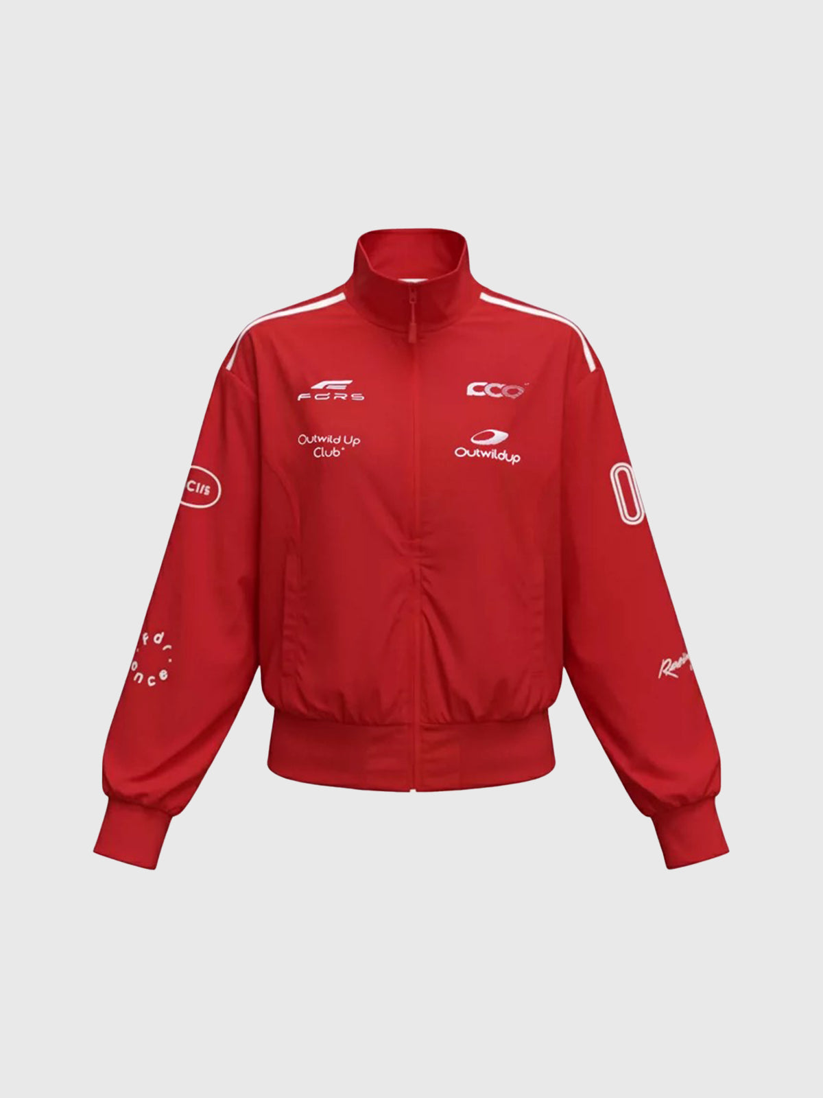 Lace Court Skimming-fit Moto Colorblock Track Jacket -- Racing Red