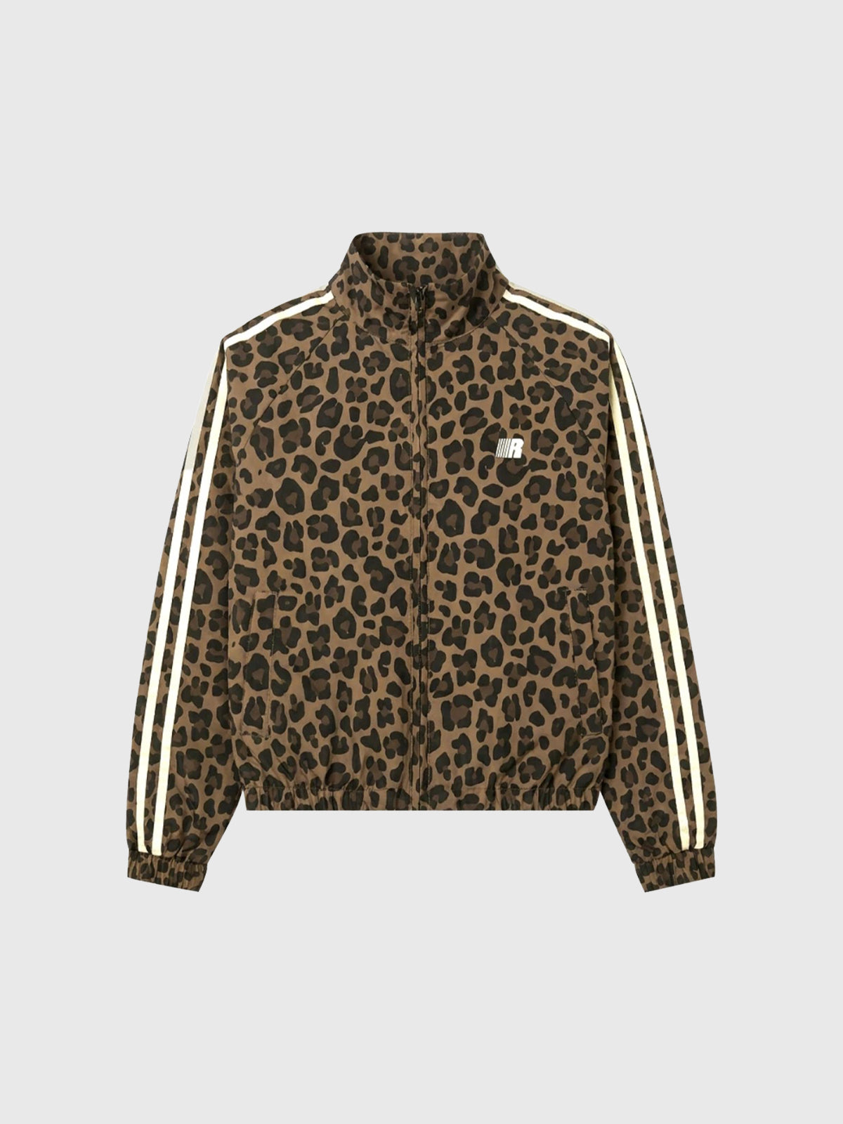 Brick Lane Baggy-fit Leopard Print Utility Jacket -- Vintage Brown