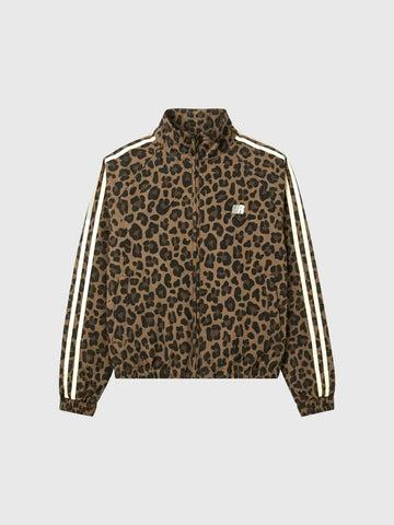 Brick Lane Baggy-fit Leopard Print Utility Jacket -- Vintage Brown