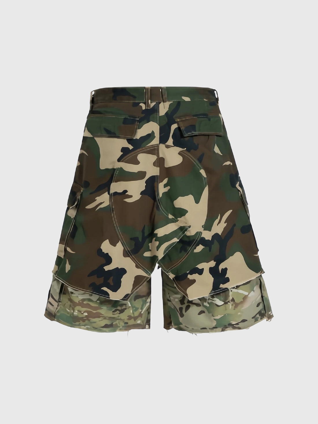 Brick Lane Wide-leg Camouflage Cargo Shorts -- Khaki Camo