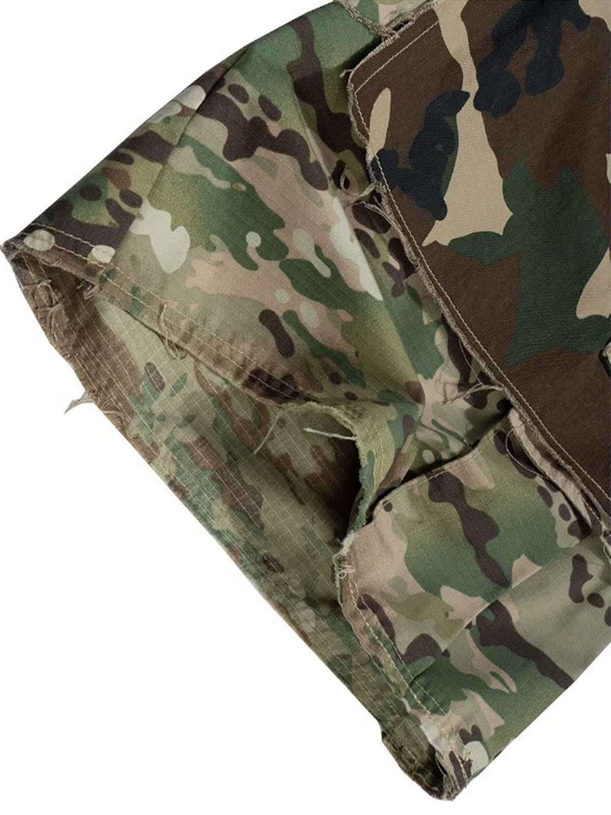 Brick Lane Wide-leg Camouflage Cargo Shorts -- Khaki Camo