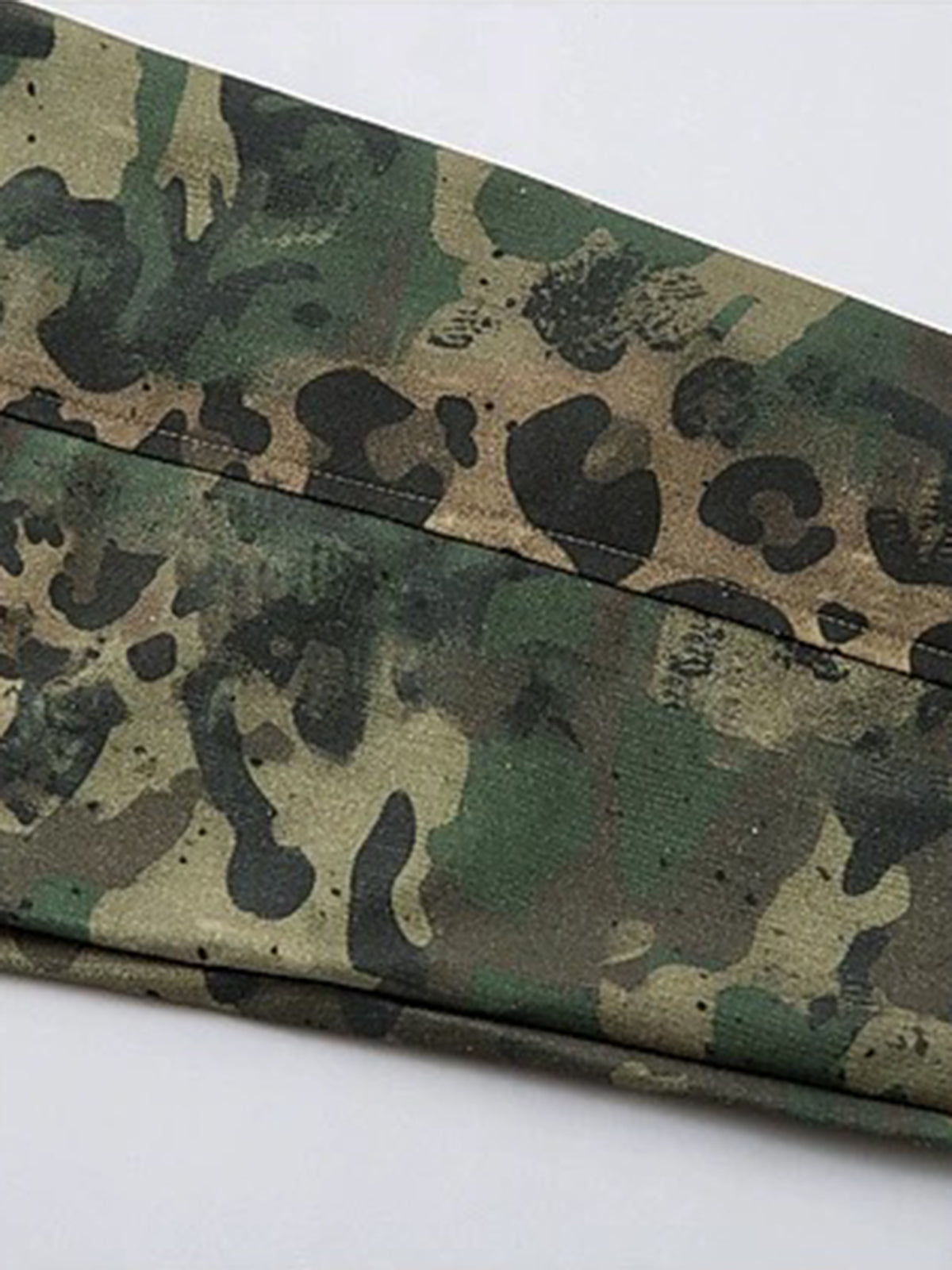 Brick Lane Baggy-fit Camouflage Leopard Print Shirt Jacket -- Olive Camo