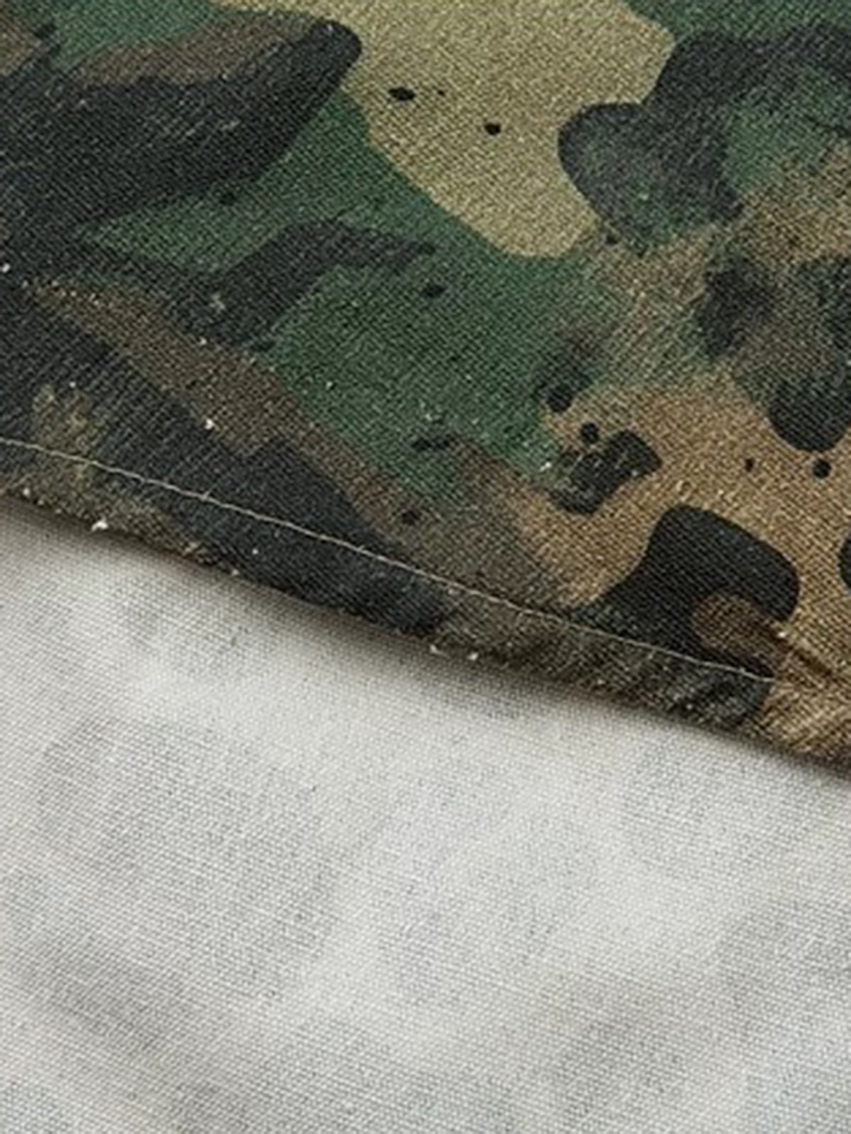 Brick Lane Baggy-fit Camouflage Leopard Print Shirt Jacket -- Olive Camo