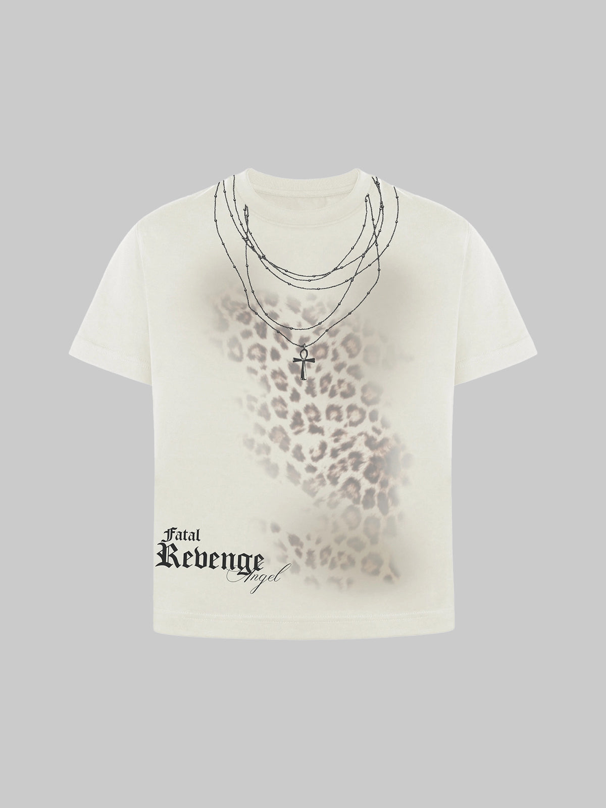Brick Lane Skimming-fit Vintage Leopard Graphic Tee -- Off-White