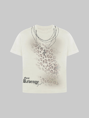 Brick Lane Skimming-fit Vintage Leopard Graphic Tee -- Off-White