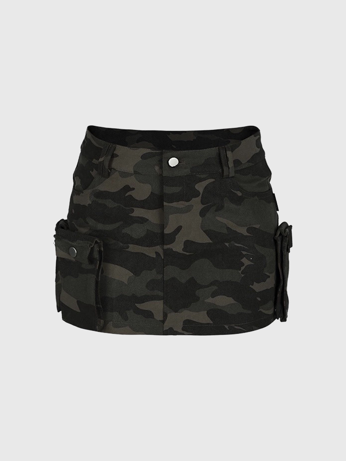 Brick Lane Skimming-fit Camouflage Cargo Mini Skirt -- Dark Camo