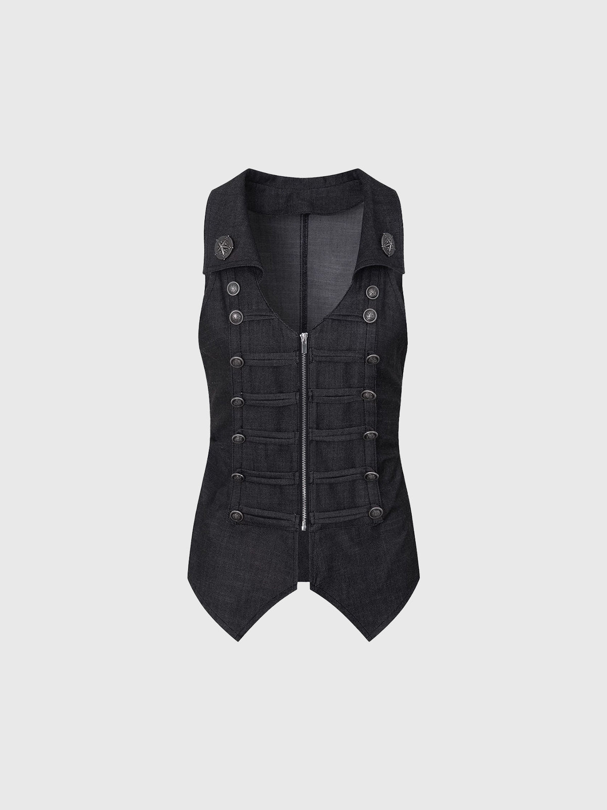 Brick Lane Skimming-fit Multi-Tie Utility Cargo Vest -- Black