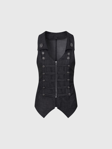 Brick Lane Skimming-fit Multi-Tie Utility Cargo Vest -- Black