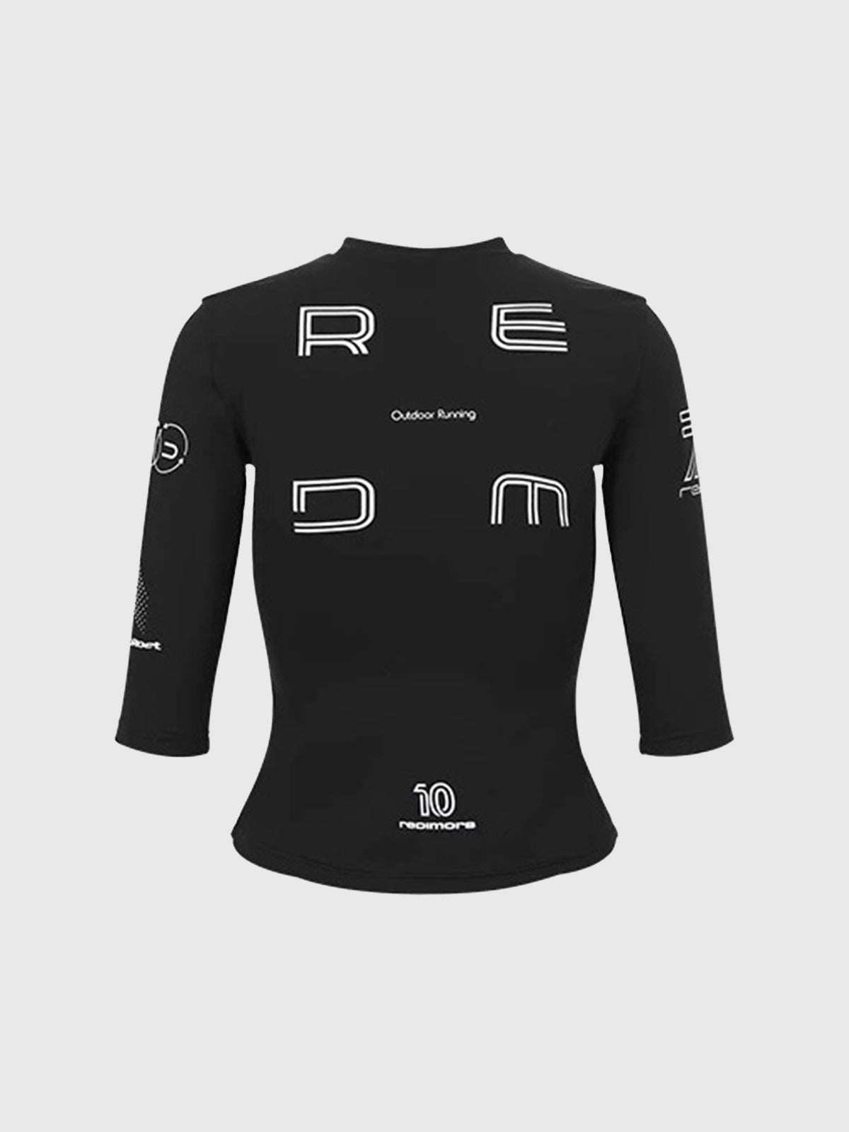 Lace Court Skimming-fit Moto Graphic 3/4 Sleeve Tee -- Black