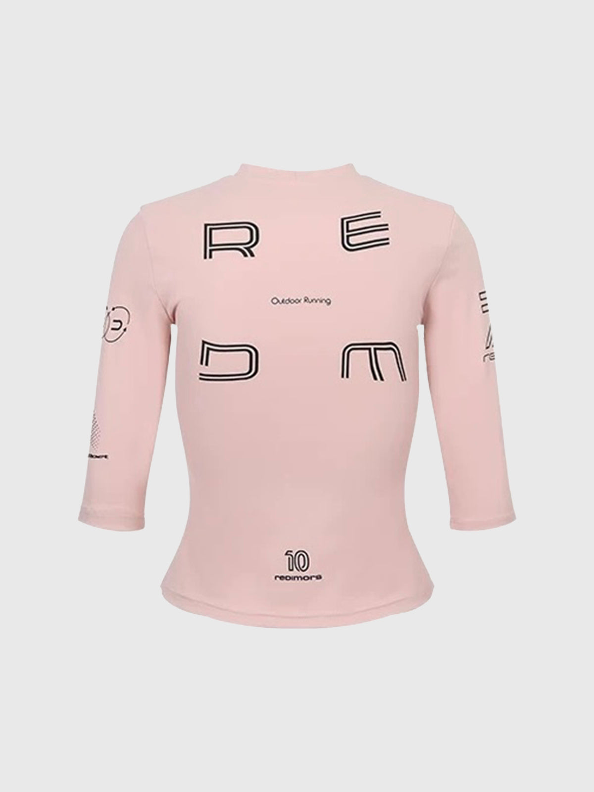 Lace Court Skimming-fit Moto Graphic 3/4 Sleeve Tee -- Pink