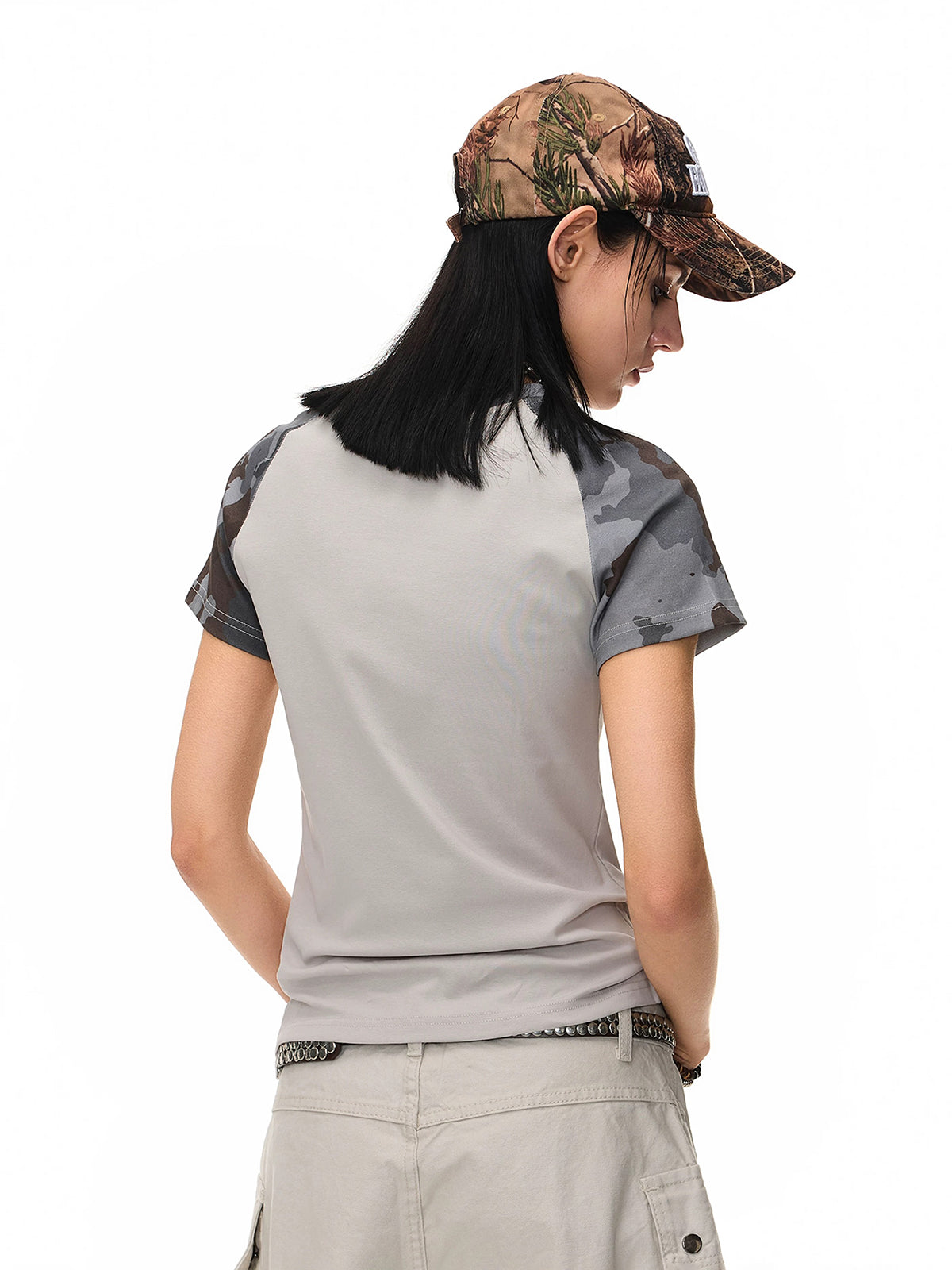Brick Lane Skimming-fit Camouflage Graphic Tee -- Gray