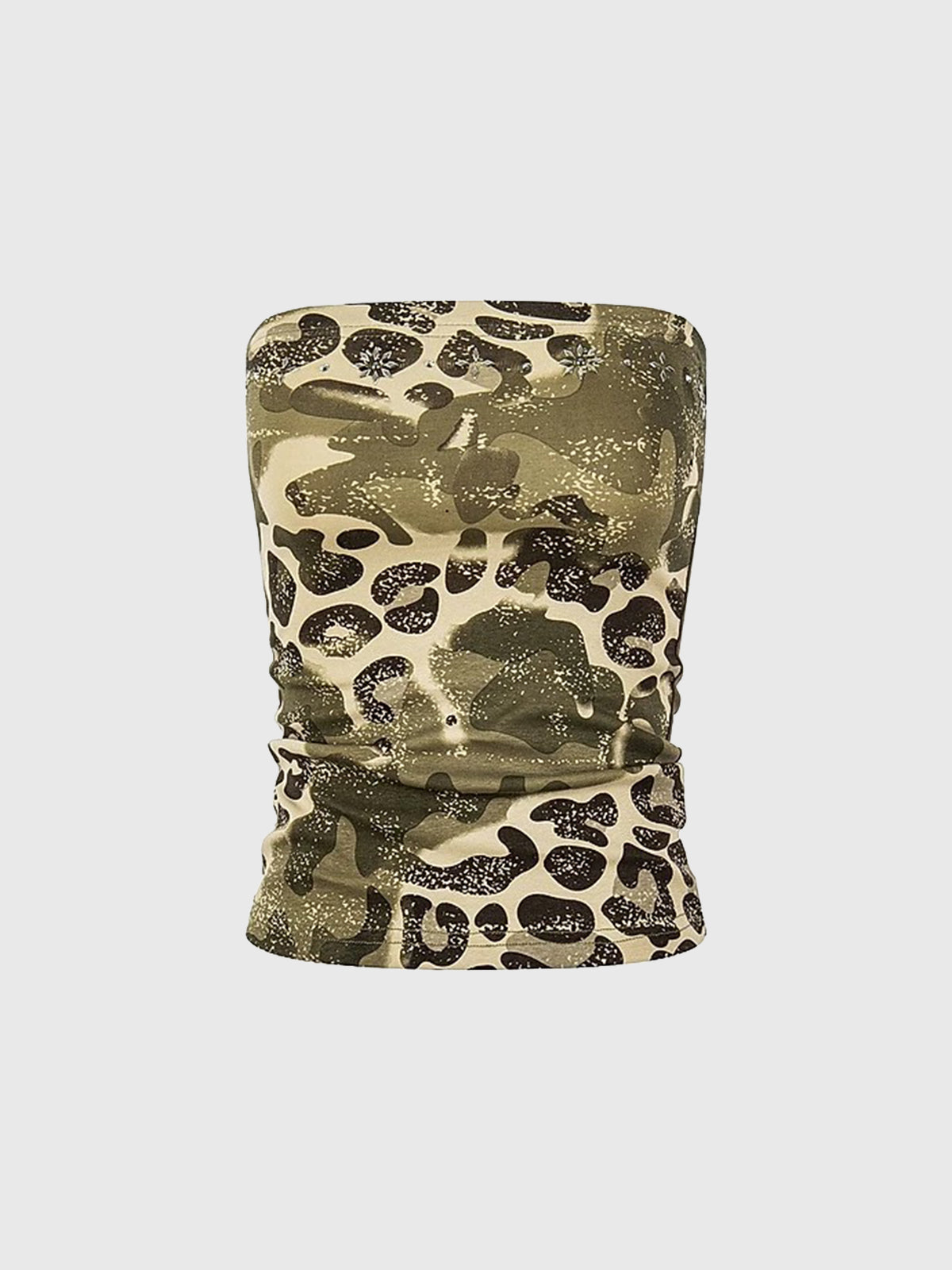 Brick Lane Skimming-fit Leopard Camouflage Tube Top -- Green