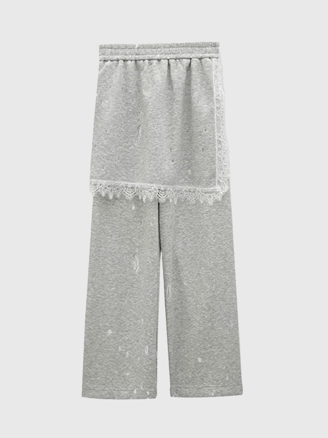 Soft Blur Lace Layer Pants – Light Grey