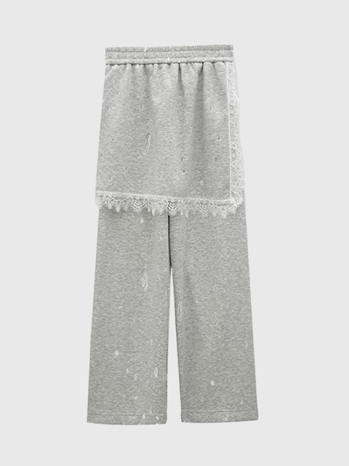 Soft Blur Lace Layer Pants – Light Grey