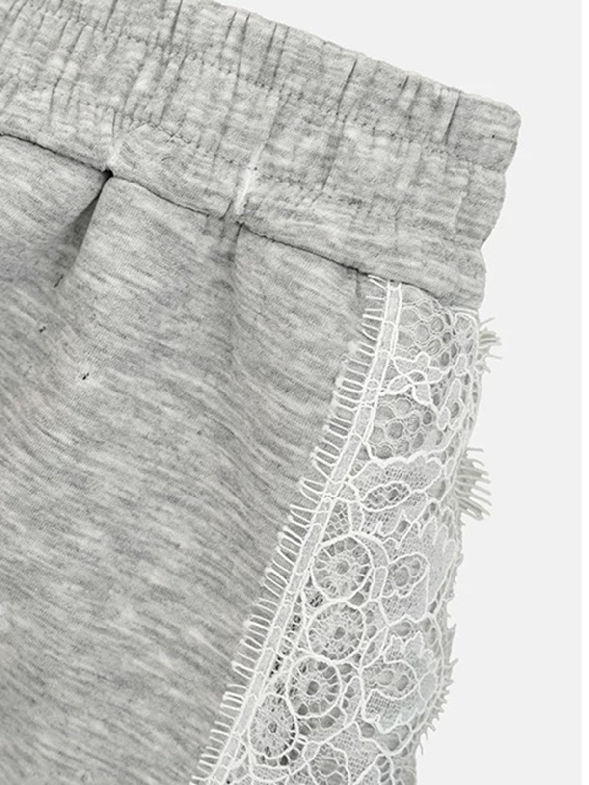 Soft Blur Lace Layer Pants – Light Grey