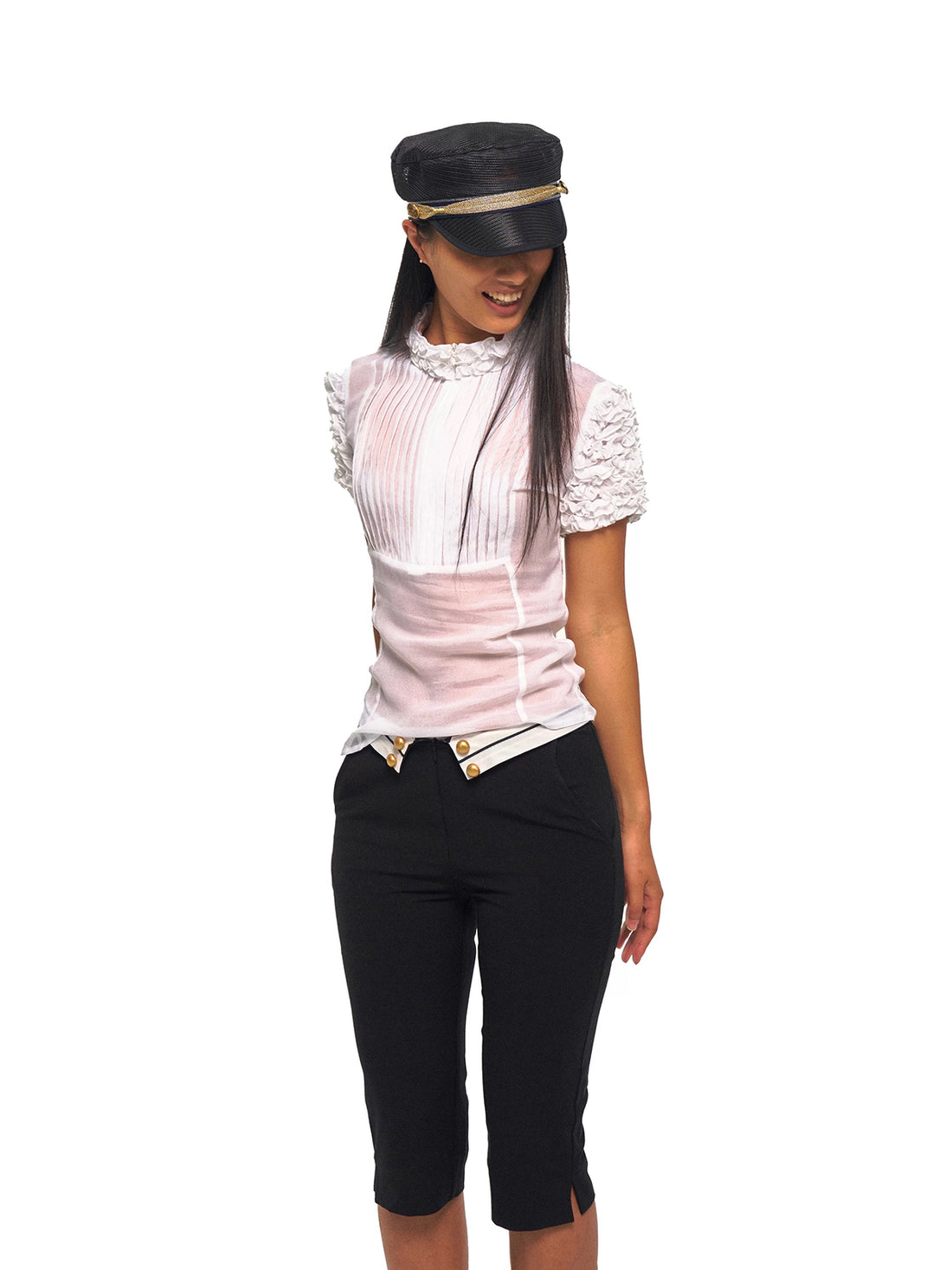 Dolled Office Skimming-fit Mesh Short Sleeve Shirt -- White