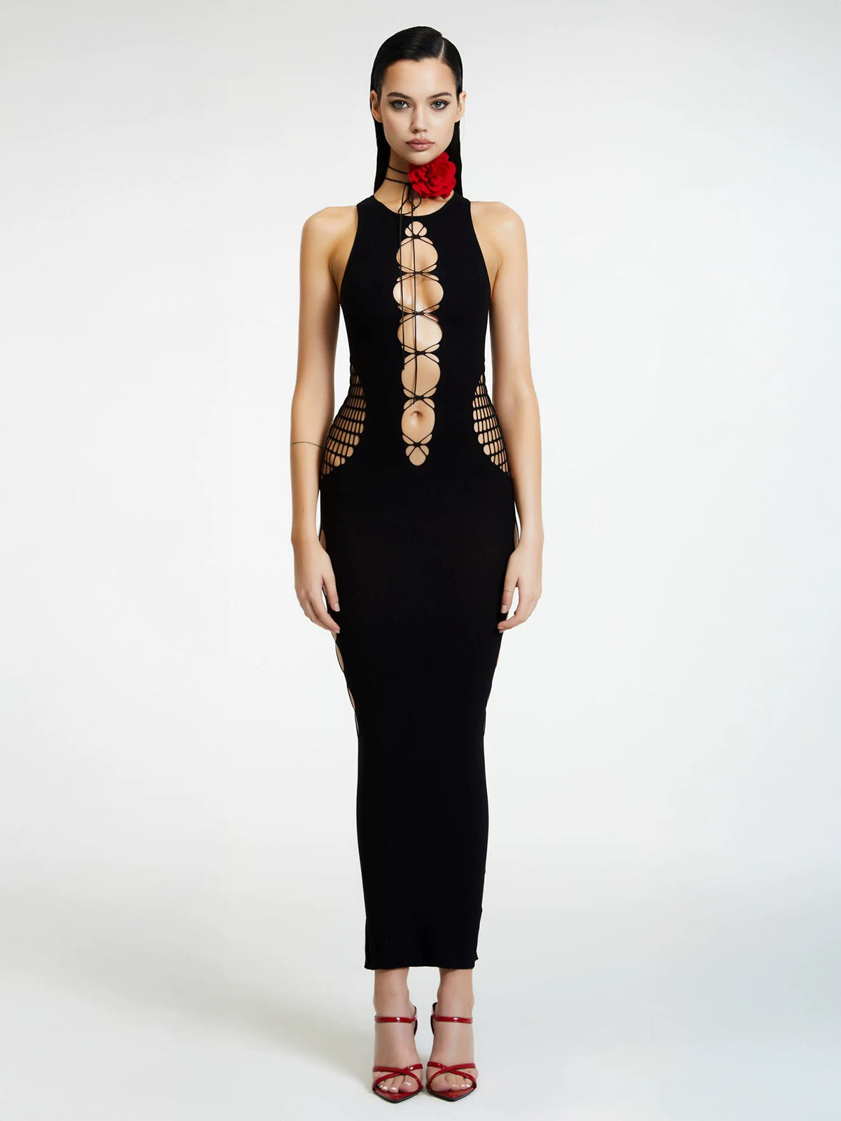 Brick Lane Skimming-fit Cut-out Maxi Dress -- Black