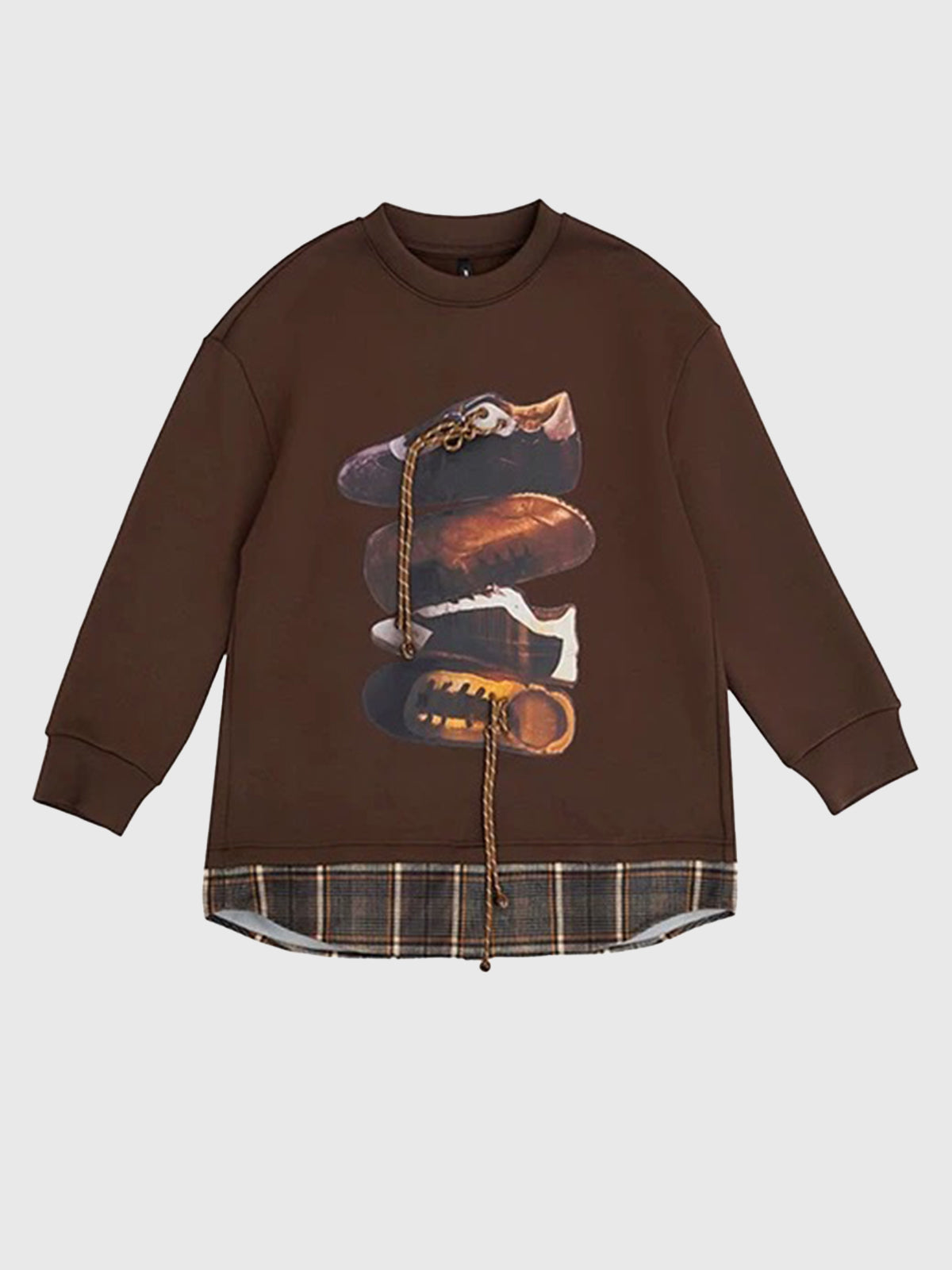 Laced Up Luck Layered Sweatshirt – Cocoa Brown