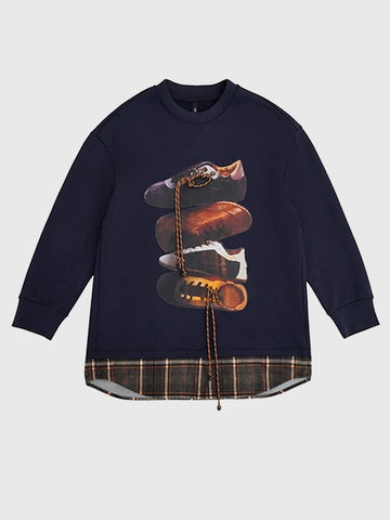 Laced Up Luck Layered Sweatshirt – Cocoa Navy