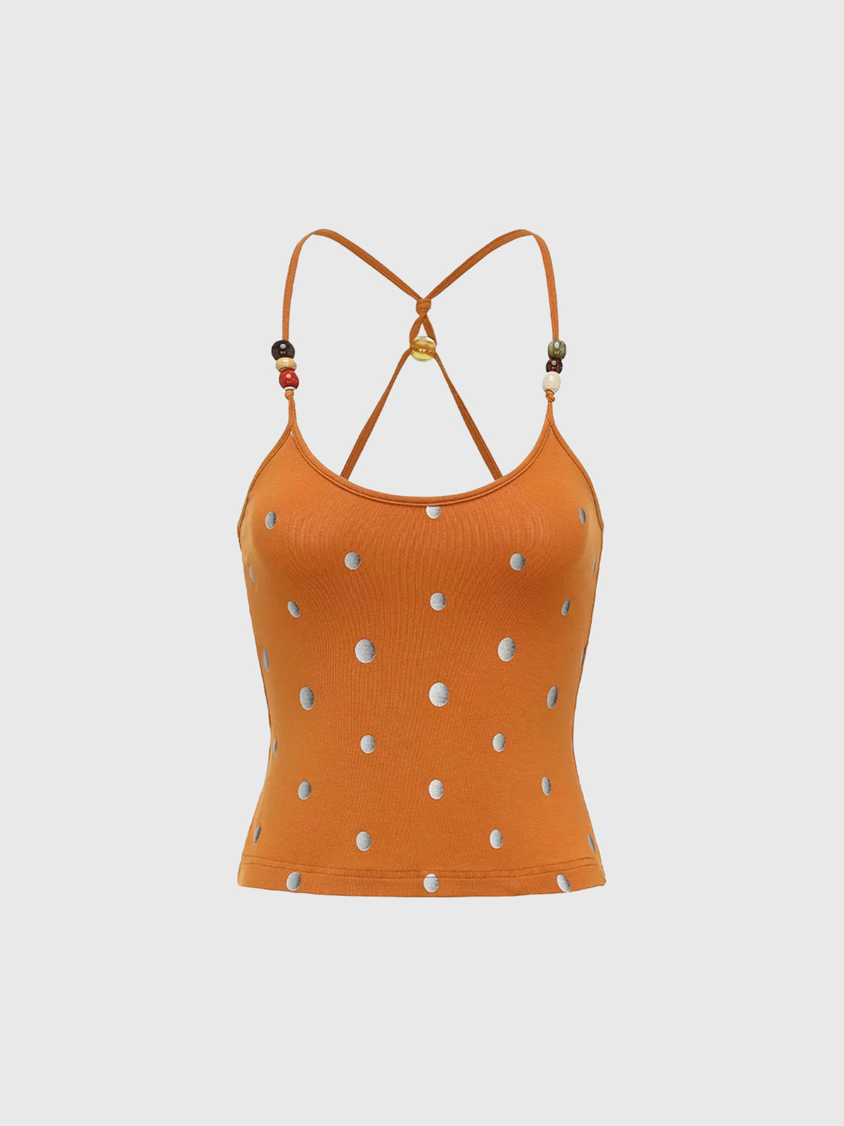 Brick Lane Skimming-fit Polka Dot Cami Top -- Orange