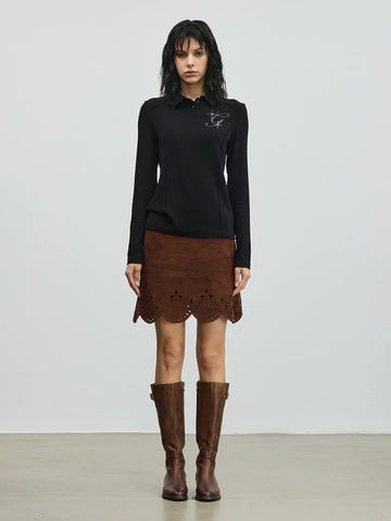 Scallop Secret Cut-Out Skirt – Cocoa Brown