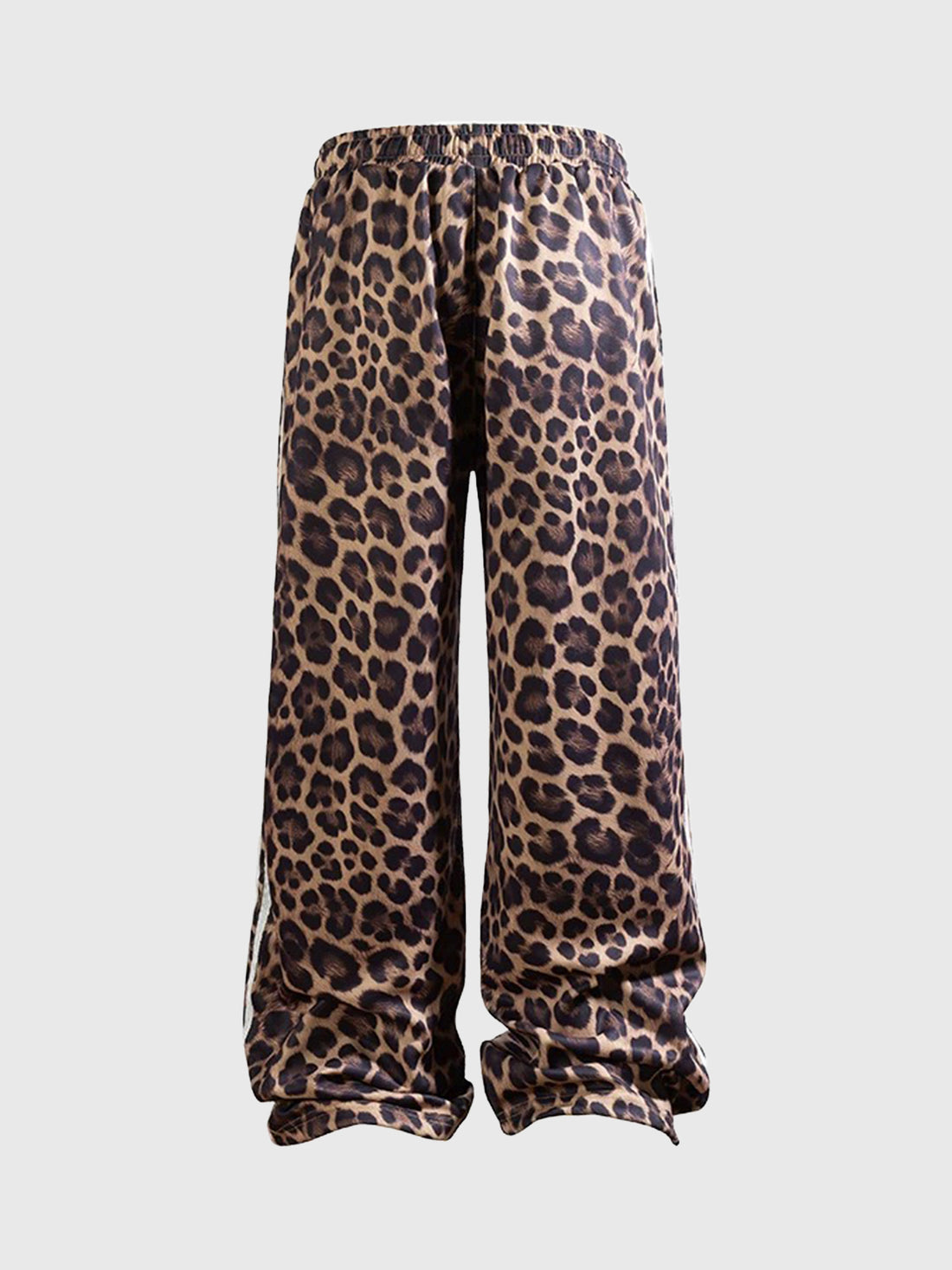 Brick Lane Wide-leg Embroidered Leopard Pants -- Brown