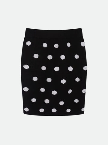 Soft Alibi Dot Knit Skirt – Midnight Black