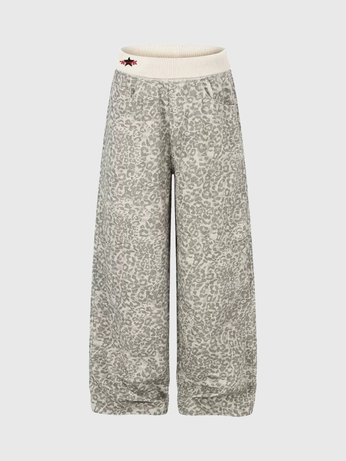 Brick Lane Curved-cut Leopard Parachute Pants -- White