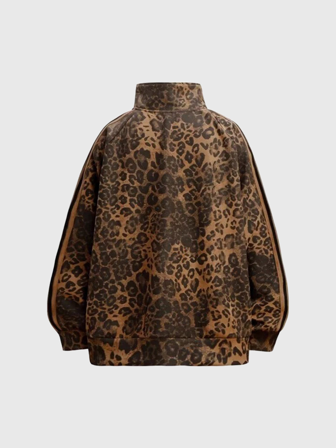 Brick Lane Baggy-fit Leopard Print Jacket -- Brown
