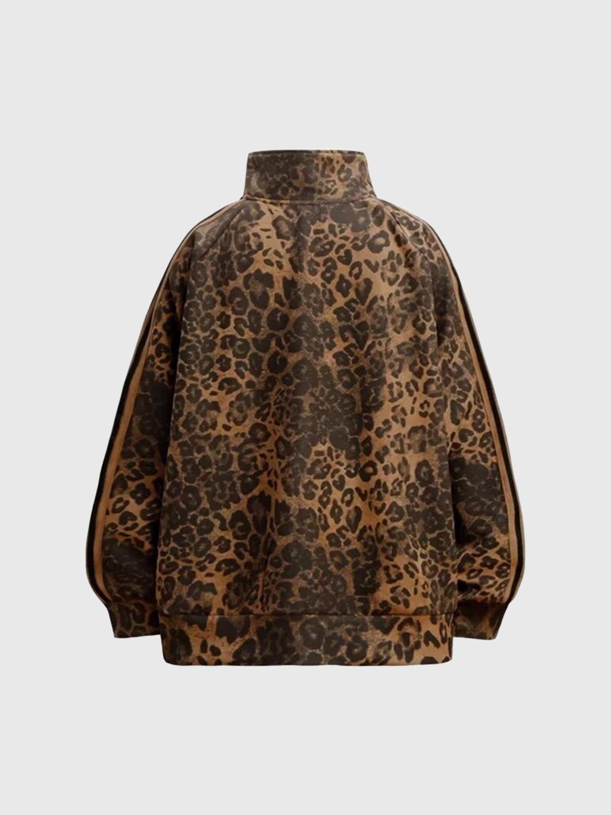 Brick Lane Baggy-fit Leopard Print Jacket -- Brown