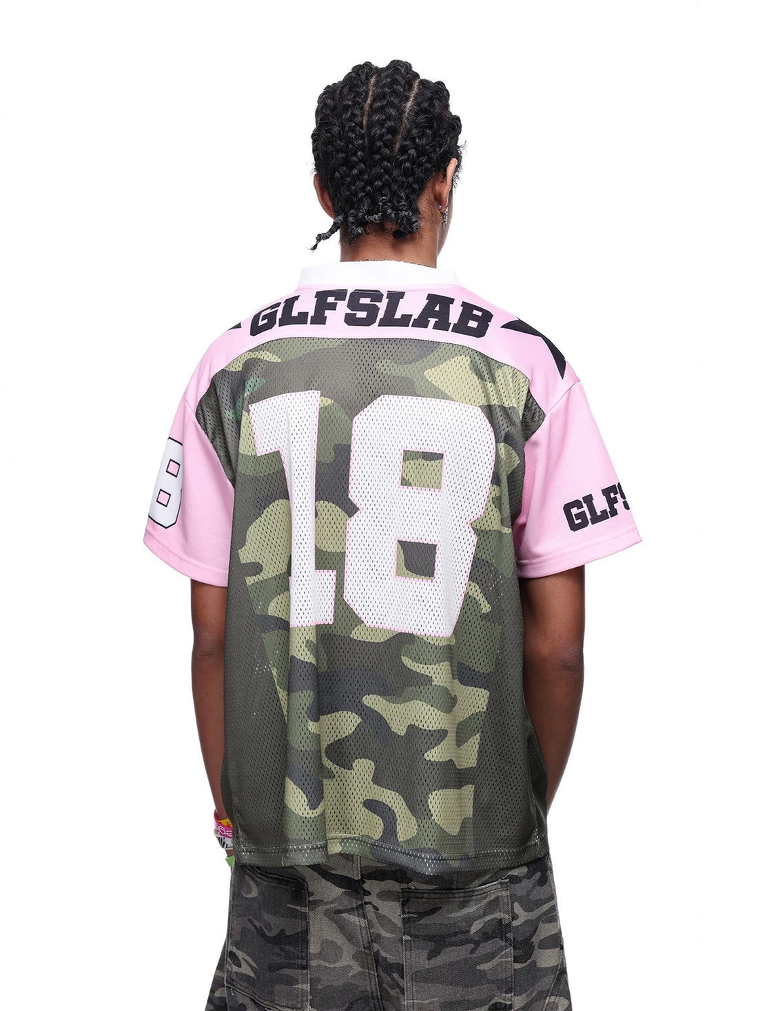 Brick Lane Baggy-fit Contrast Star Jersey Tee -- Pink