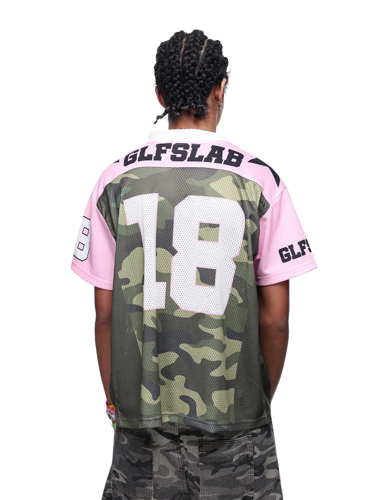 Brick Lane Baggy-fit Contrast Star Jersey Tee -- Pink