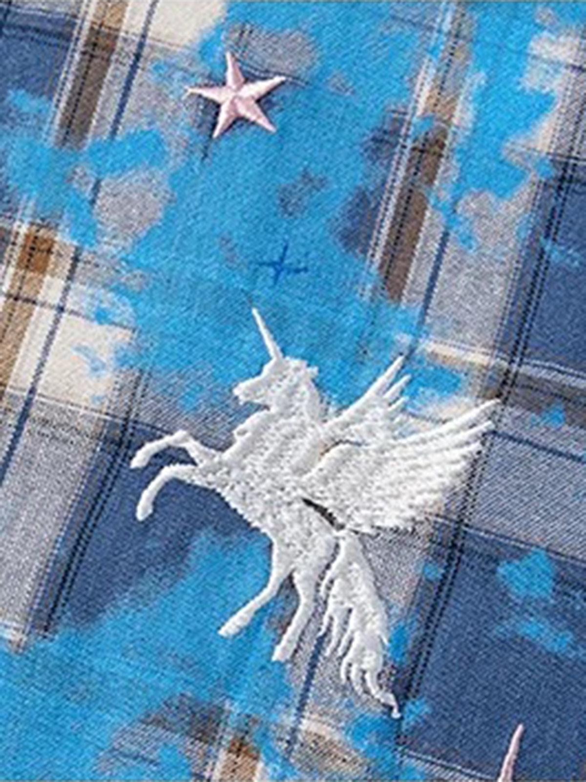 Brick Lane Baggy-fit Check Short Sleeve Shirt -- Blue