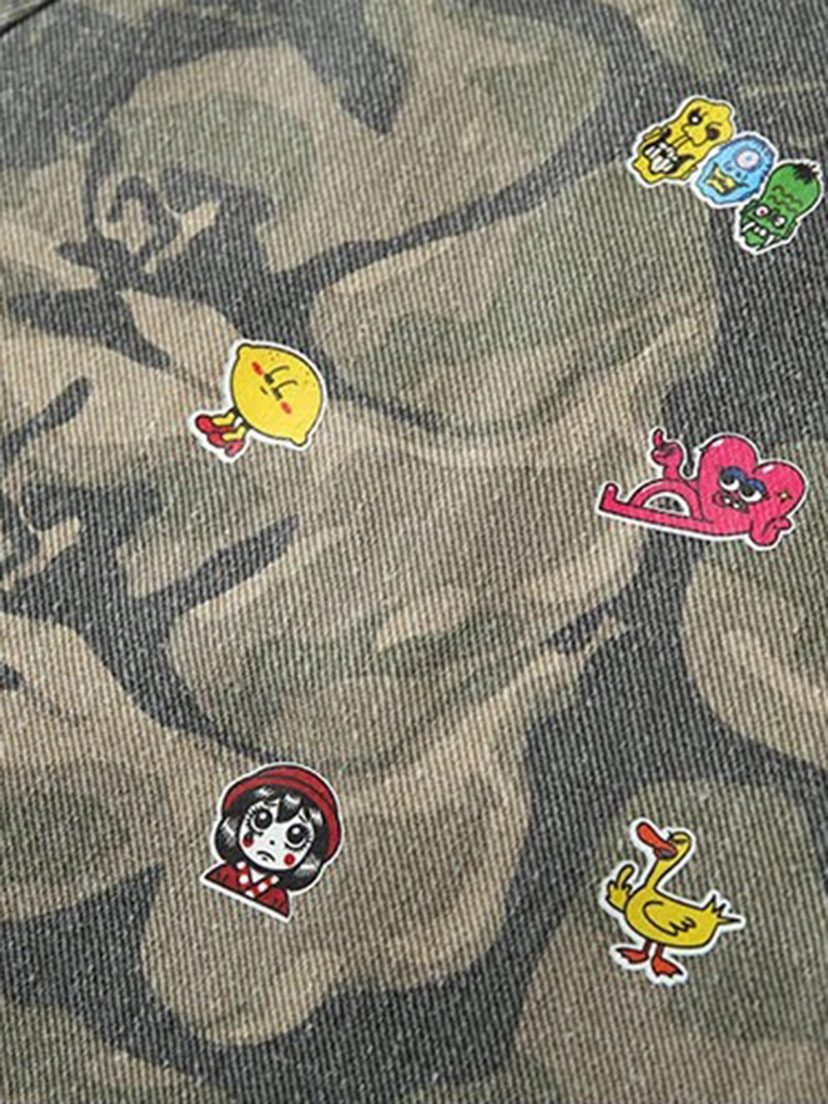 Brick Lane Baggy-fit Contrast Camouflage Zip-Up Hoodie -- Green