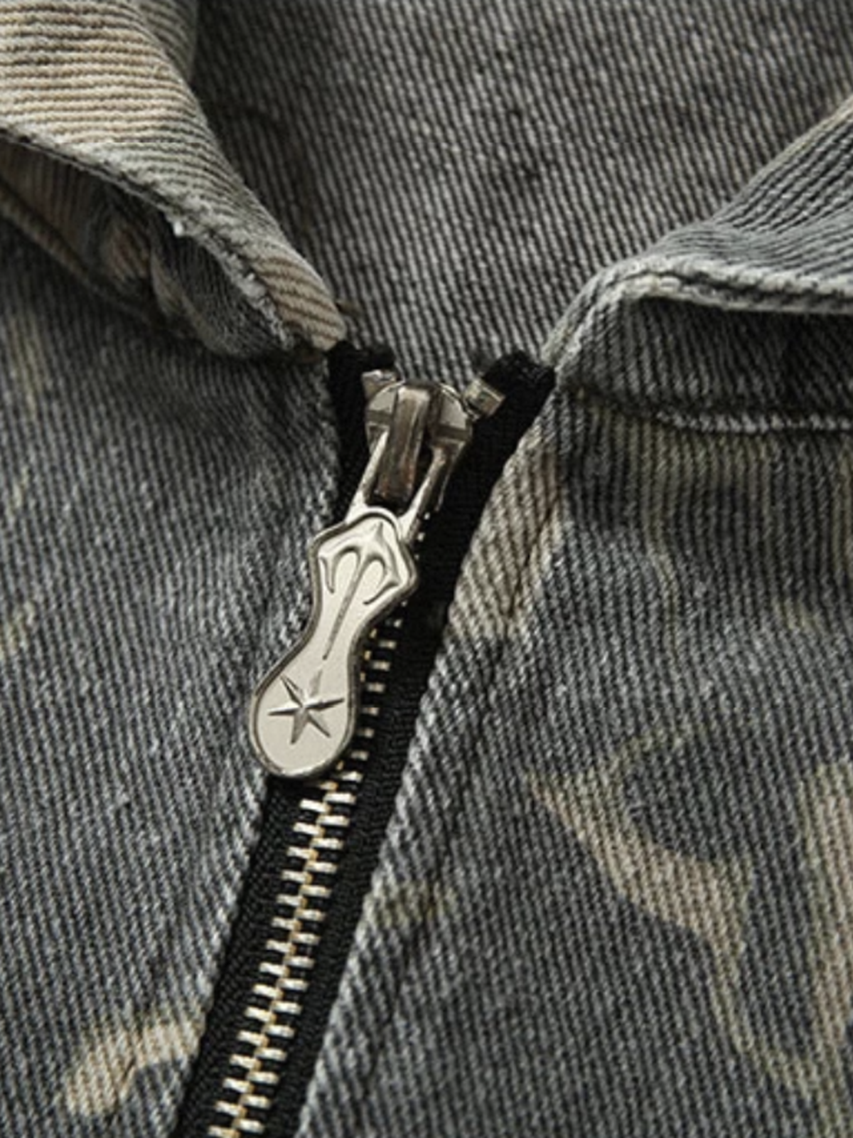 Brick Lane Baggy-fit Contrast Camouflage Zip-Up Hoodie -- Green