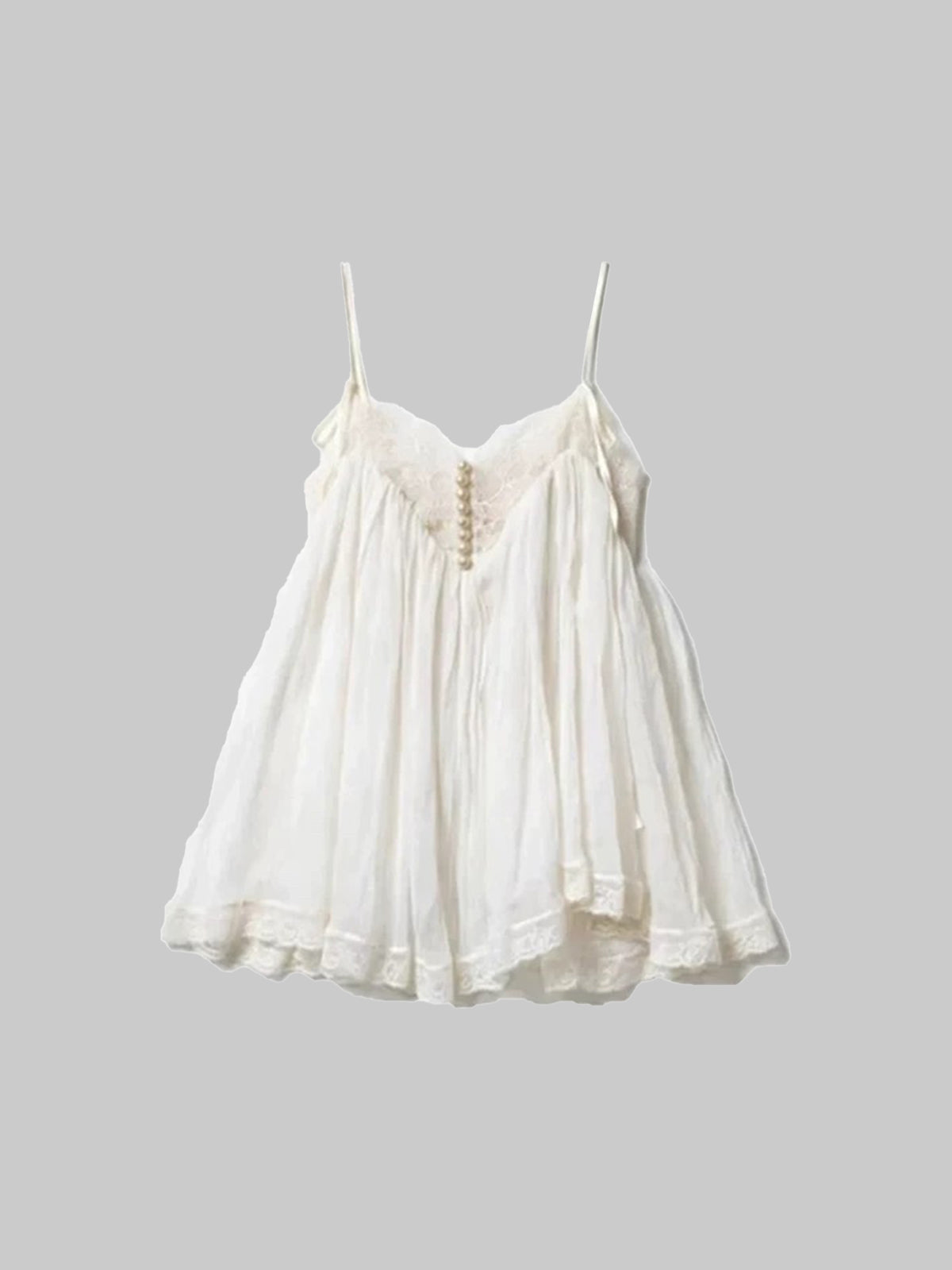 Brick Lane Skimming-fit Lace Patchwork Cami Top -- White