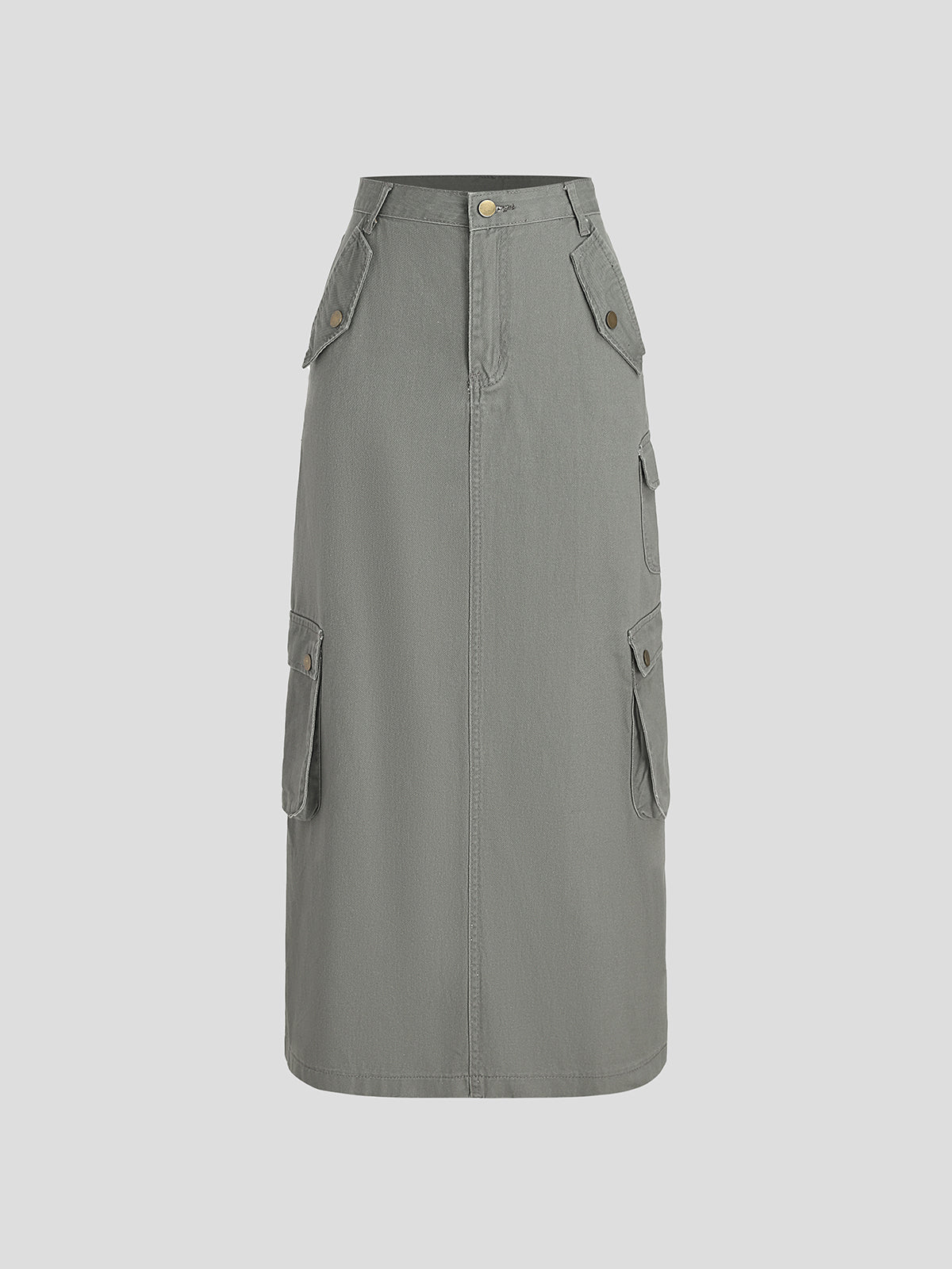 Multi-Pocket Midi Skirt – Olive