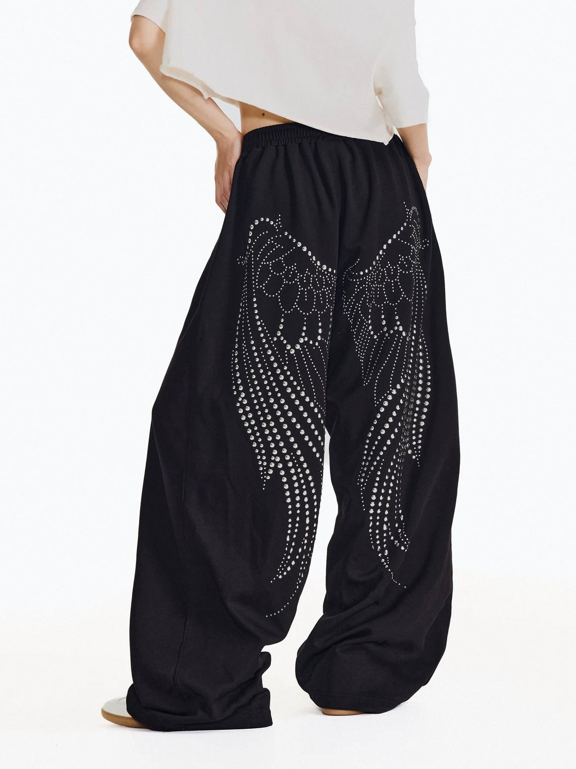 Co-ed Dorm Baggy Graphic Print Maxi Pants - Black