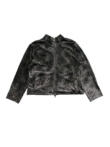 Brick Lane Baggy Textured Zip Hoodie Top - Black