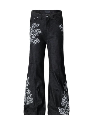 Slow Burn Lace Denim Pants – Washed Navy