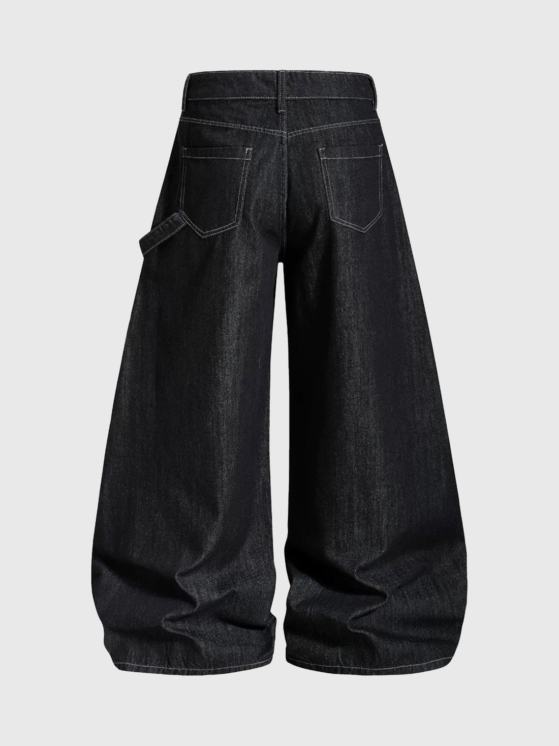 Brick Lane Curved Cut Flag Jeans - Black
