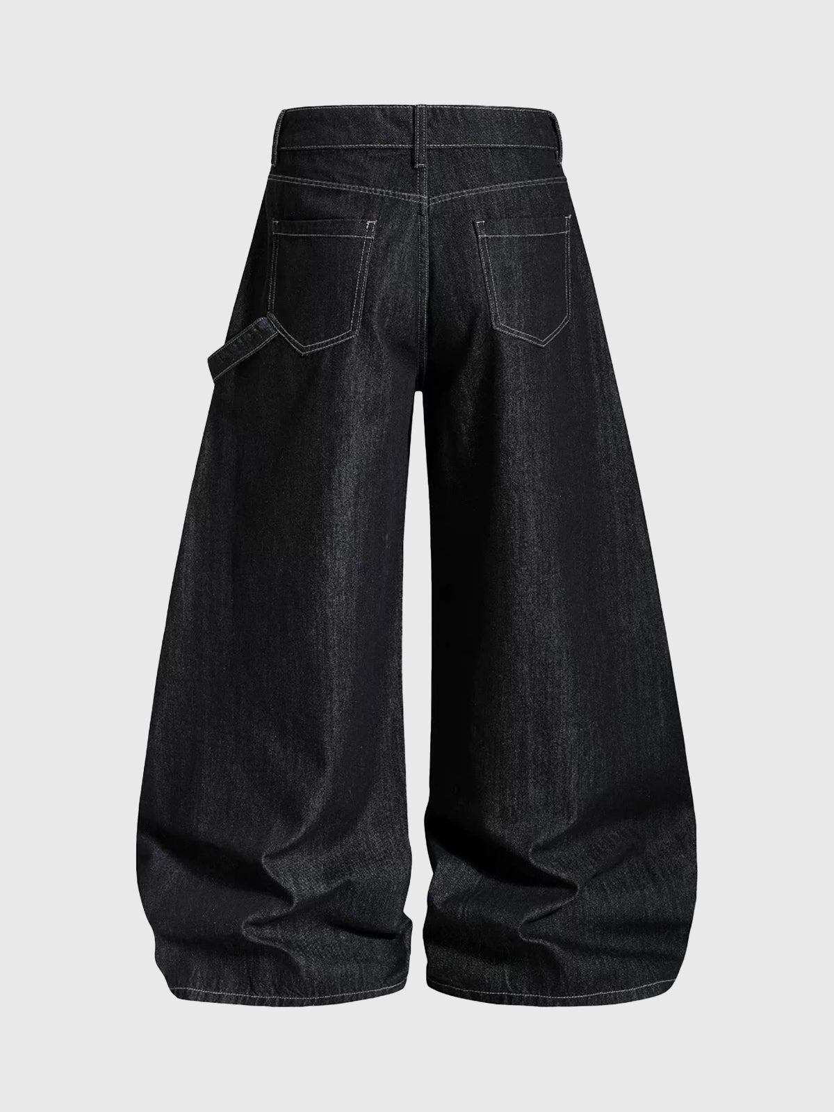 Brick Lane Curved Cut Flag Jeans - Black