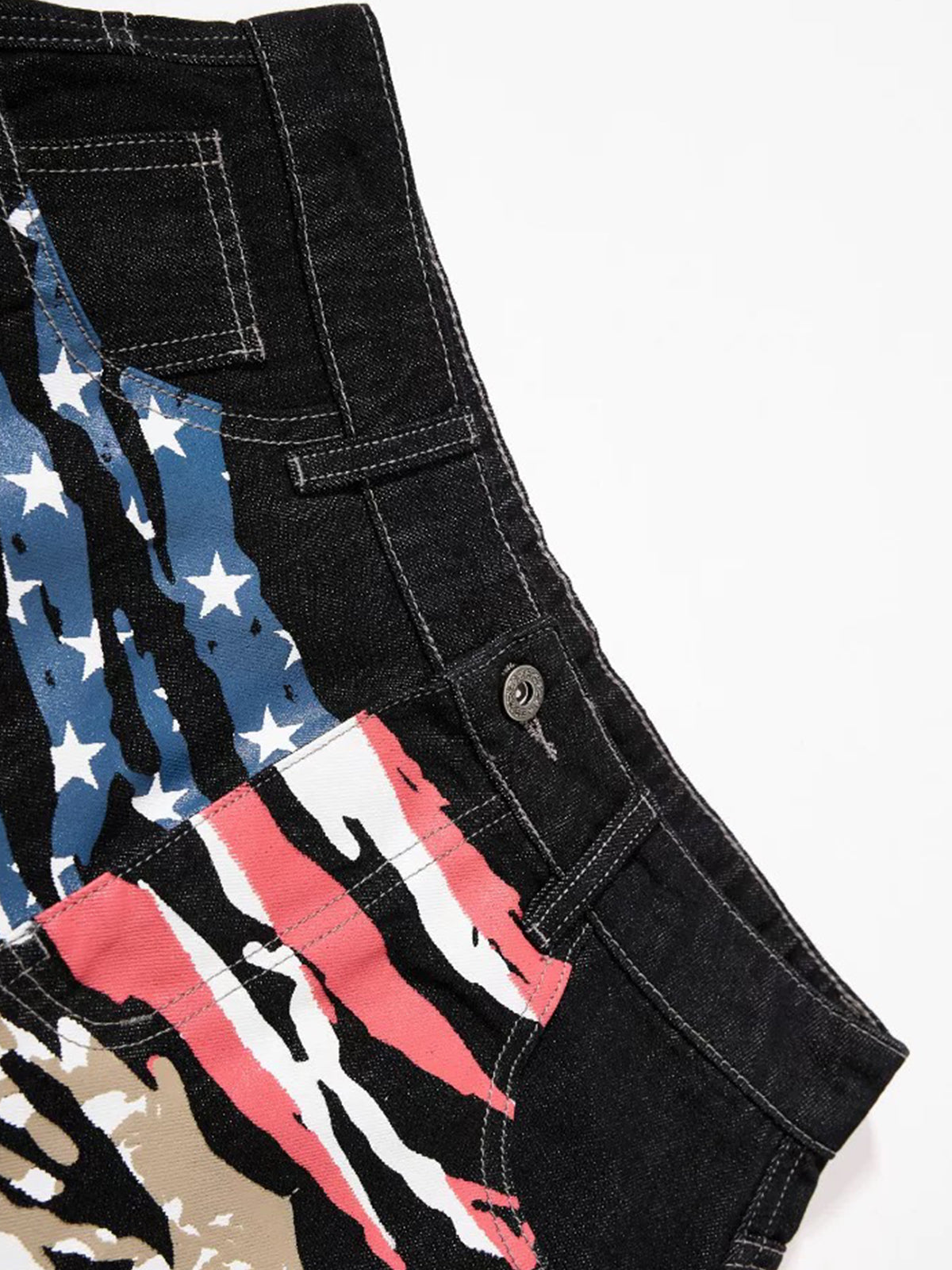 Brick Lane Curved Cut Flag Jeans - Black